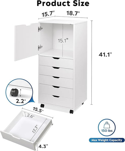 DEVAISE Wood File Drawers, Mobile Chest - Image 3