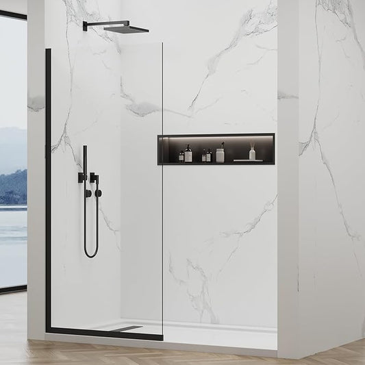 Shower Glass Wall Panel 36" W x 76" H, 3/8" Tempered Glass, Half Frameless by YTSAHSTT