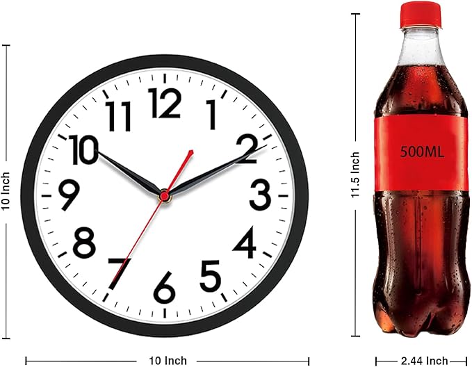 AKCISOT Wall Clock 10 Inch Silent Non-Ticking Modern Clocks Battery Operated - Image 2