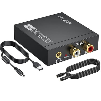 PROZOR 192KHz Digital to Analog Audio Converter, DAC Optical to Analog L/R RCA by PROZOR