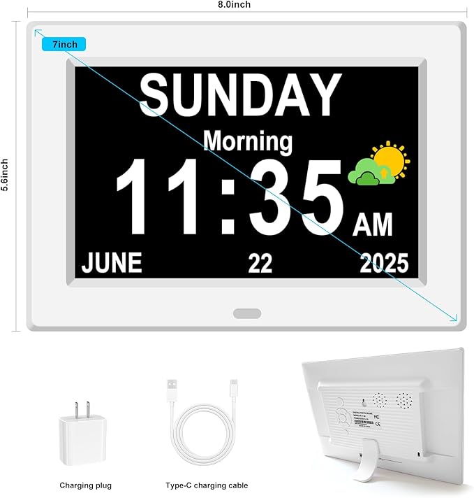 DIWAKREM 7'' Large Display Digital Clock - Image 2