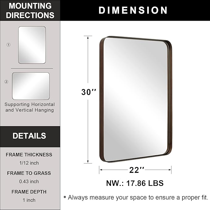 ANDY STAR Wall Mirror for Bathroom - Image 5