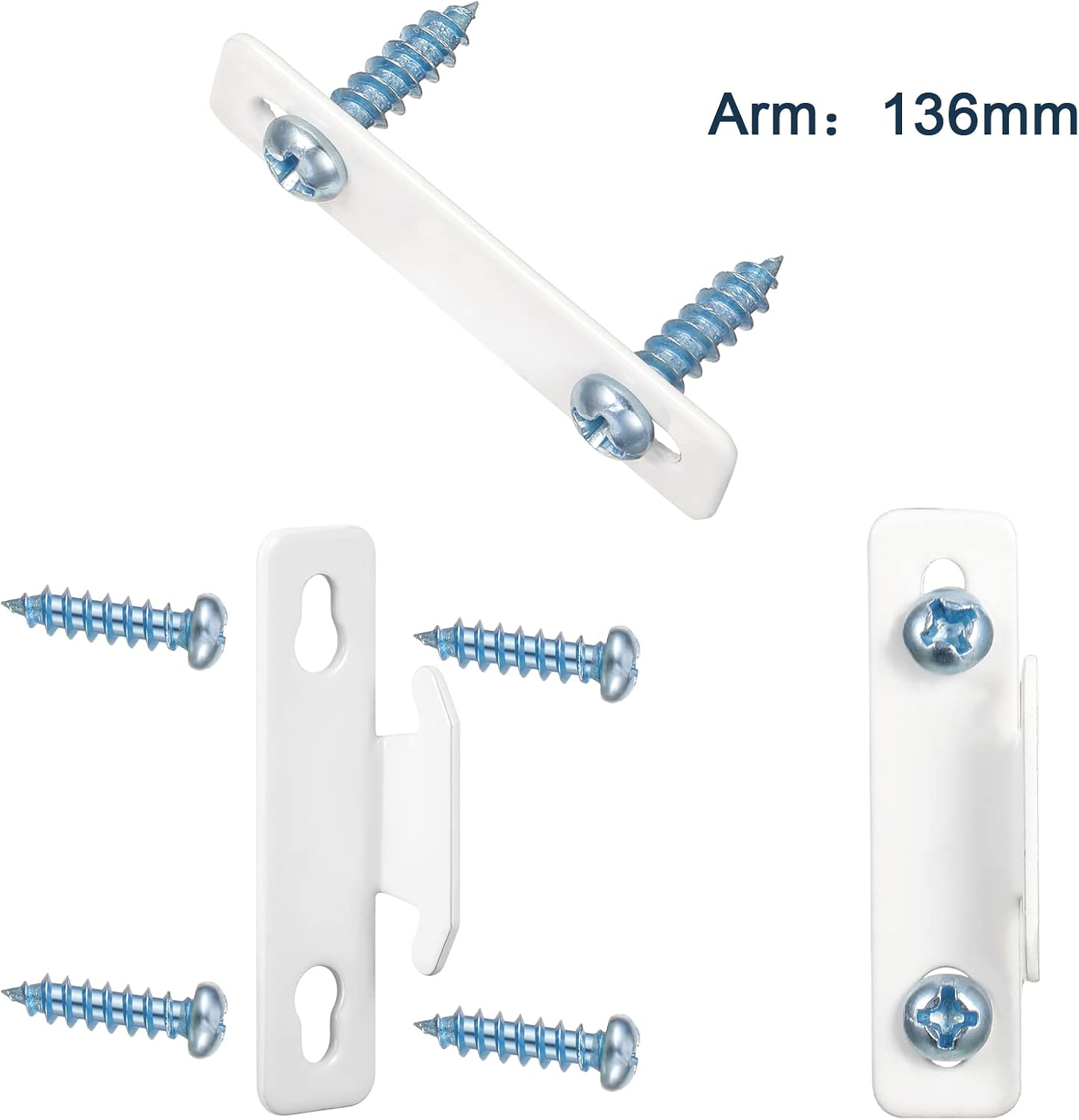 Sratte Curtain Rod Bracket Curtain Rod Single Hardware Brackets Spreader Wall Hooks with Screws Window Hardware Holders for Kitchen Accessories Supply(White,10 Pcs)