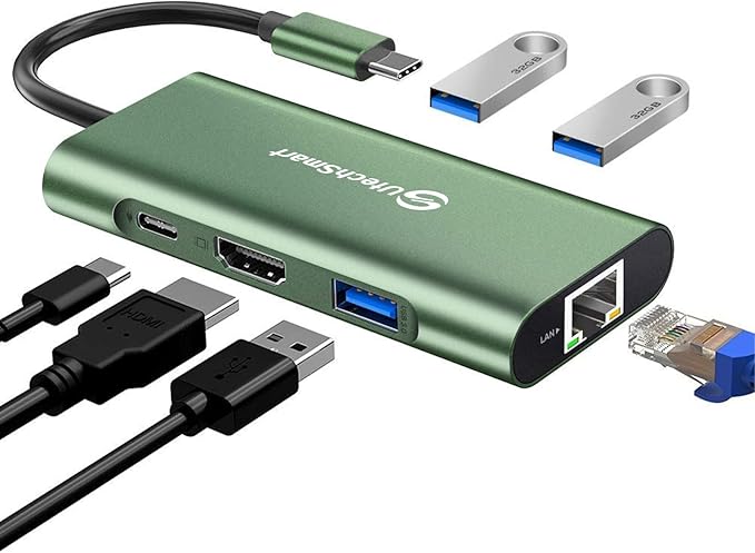 UtechSmart USB C Hub, Ethernet Multiport Adapter 6 in 1 USB C to HDMI Dock by UtechSmart