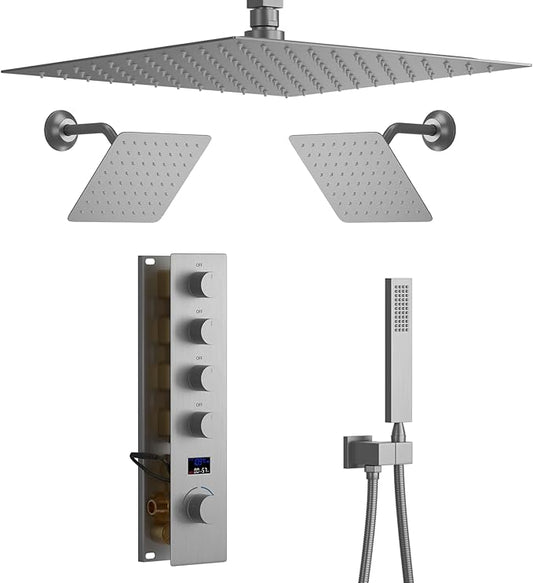 KATAIS Digital Display Shower Fixtures Brushed Nickel Shower System by KATAIS