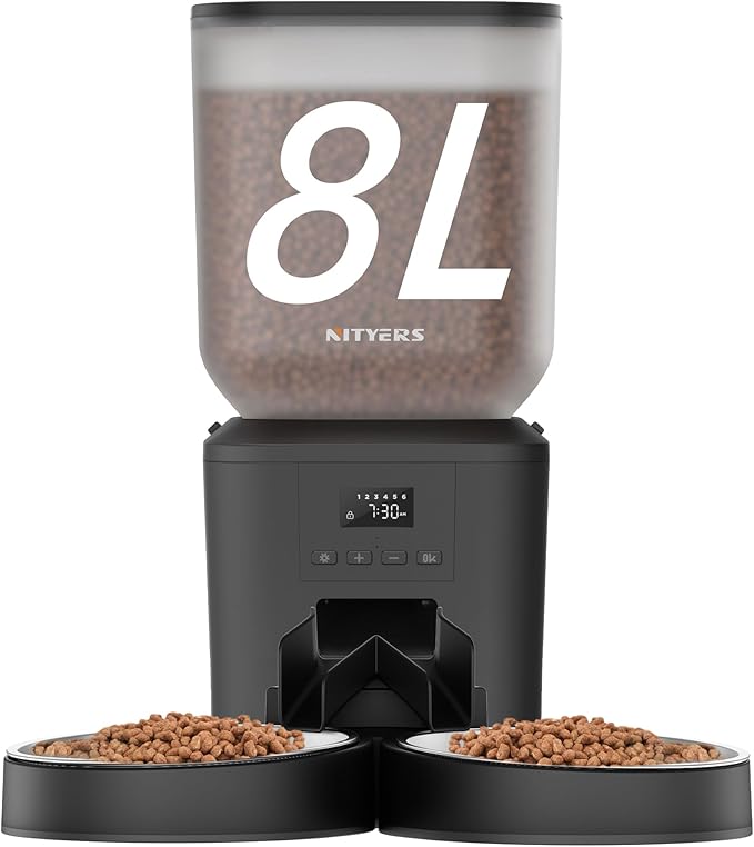 Automatic Cat Feeder for 2 Cats - 8L/34 Cups Large Capacity Auto Cat Food by Nityers