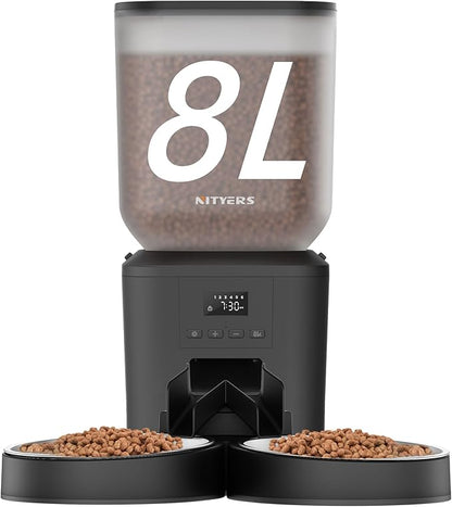 Automatic Cat Feeder for 2 Cats - 8L/34 Cups Large Capacity Auto Cat Food by Nityers