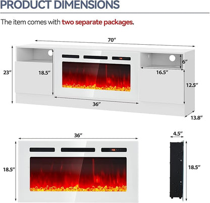 Fireplace TV Stand with Two Hinged Doors - Image 2