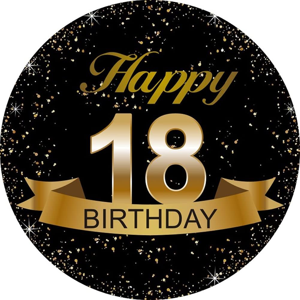 Black and Gold 18th Birthday Party Favor Stickers - 2 Inches - 50 Labels, Black,gold