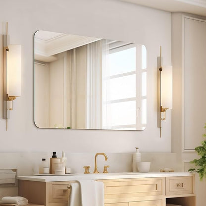 Mirrorons 40 x 30 Bathroom Mirror, Rounded Corner Frameless Mirror, Modern - Image 3