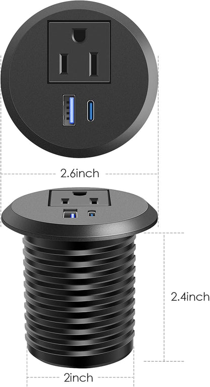 Desktop Power Grommet, 2 inch, USB C PD 20W Fast Charging Station, Desk Hole - Image 4