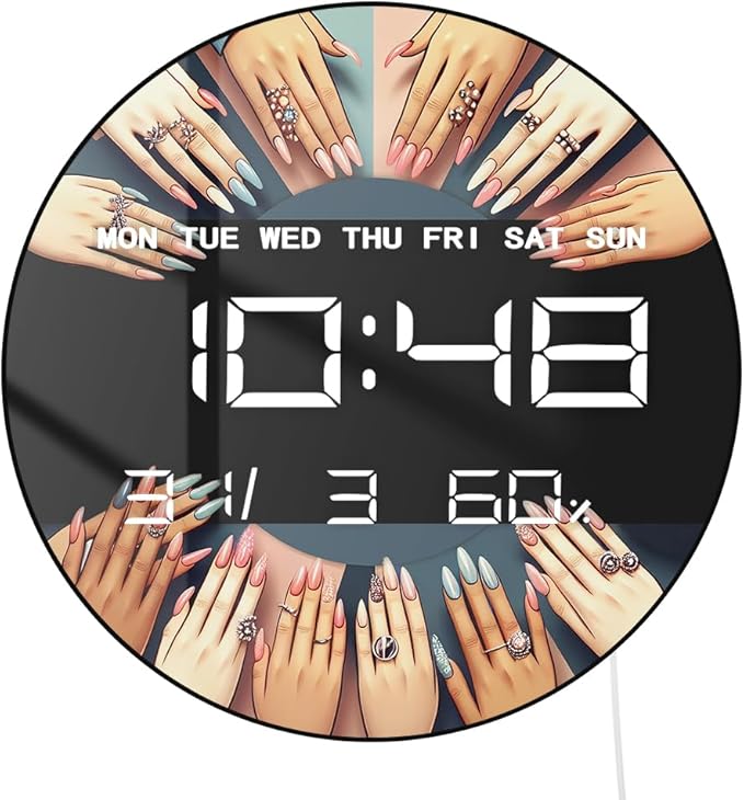 Timethink 12 Inch Nail Salon Digital Wall Clock Large Display, Nail Room by Timethink