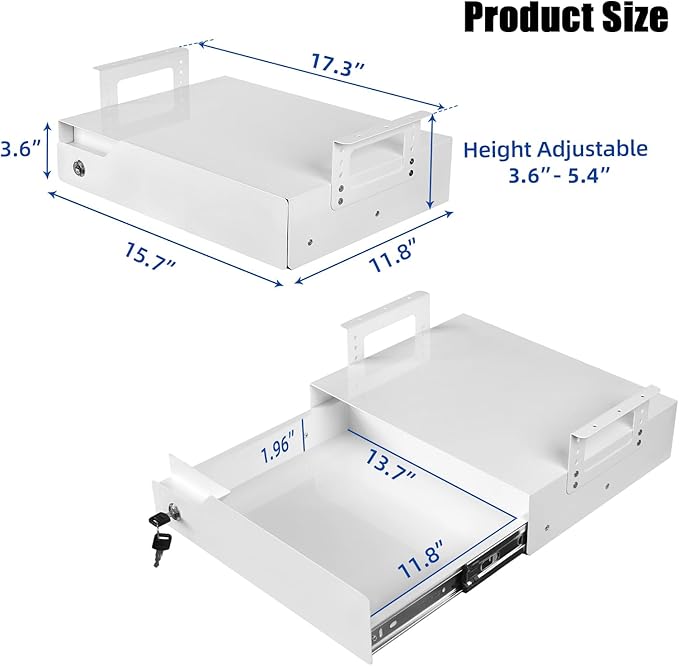 Under Desk Drawer Organizer Lockable, Metal Undermount Table Drawer Upgrade - Image 2