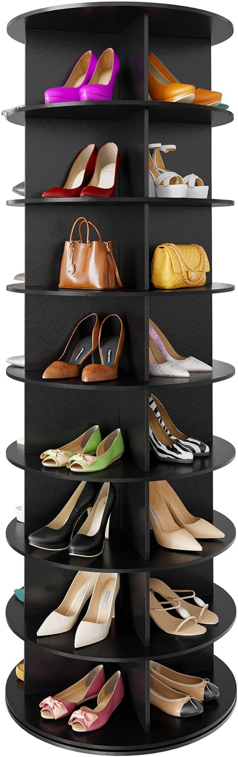 SpaceAid 8 Tier Rotating Shoe Rack Tower, Spinning Shoe Display Lazy Susan by SpaceAid