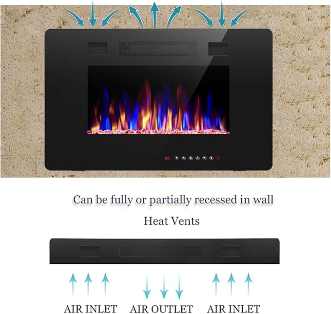 R.W.FLAME 30 inch Recessed and Wall Mounted Electric Fireplace, Low Noise - Image 4