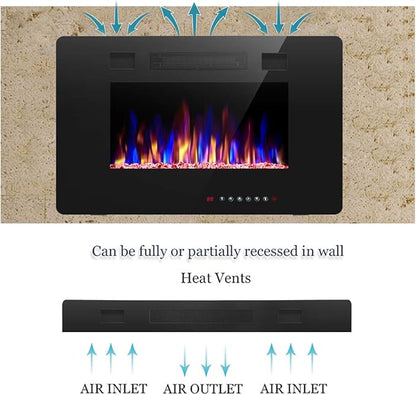 R.W.FLAME 30 inch Recessed and Wall Mounted Electric Fireplace, Low Noise - Image 4