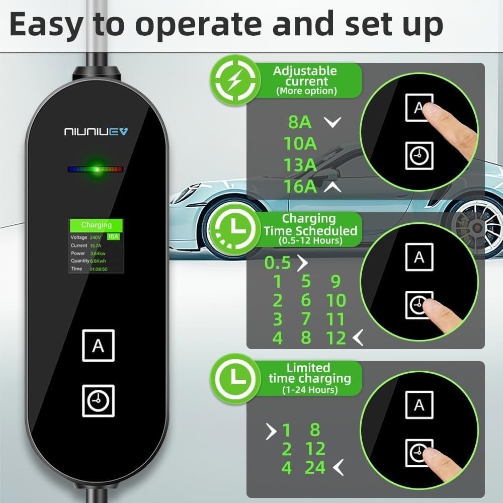 Level 1+2 EV Charger,8~16Amp Electric Vehicle Charging Station