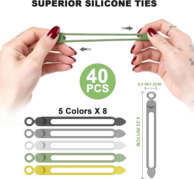 AUFORPET 40Pcs Silicone Cable Ties - Image 2