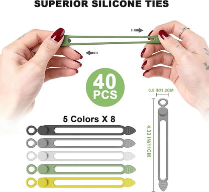 AUFORPET 40Pcs Silicone Cable Ties - Image 2