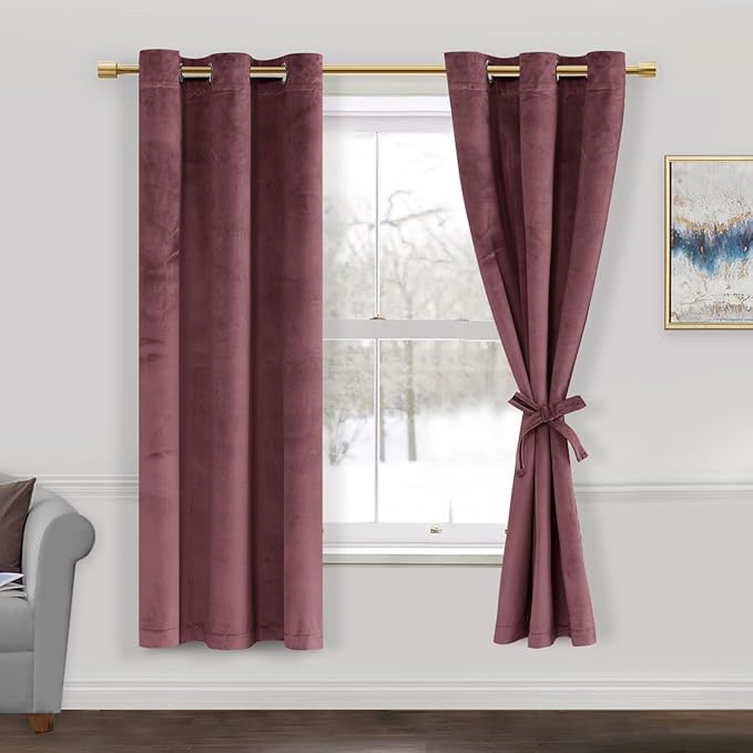JIUZHEN Wild Rose Velvet Curtains 63 inches Blackout Curtains by JIUZHEN