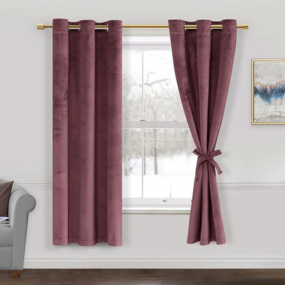 JIUZHEN Wild Rose Velvet Curtains 63 inches Blackout Curtains by JIUZHEN