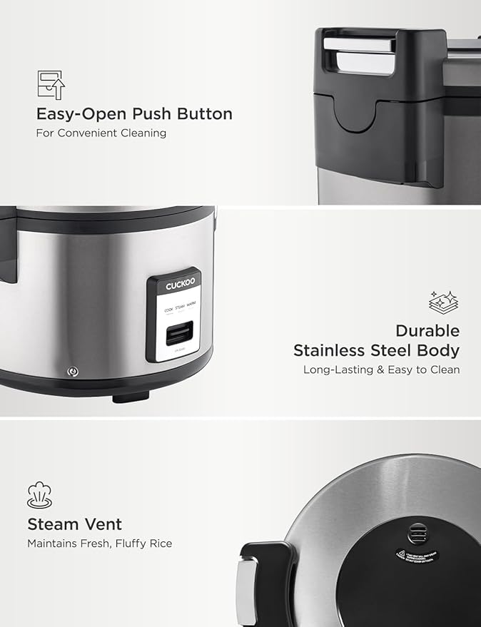 CUCKOO Commercial Rice Cooker & Warmer, Extra Large Rice Cooker 30-Cup Uncooked - Image 6