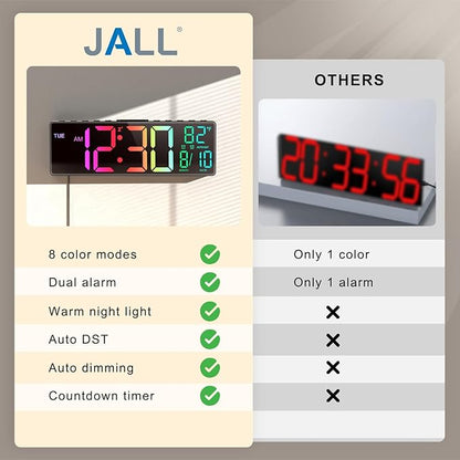 JALL 10.5'' Large Digital Wall Clock, Big LED Number Display, RGB Colors - Image 9