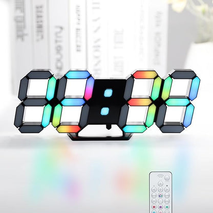 KOSUMOSU LED Digital Clock Neon Clock 9.7" Black Gaming Clock RGB LED Wall Clock by KOSUMOSUTECHNOLOGY