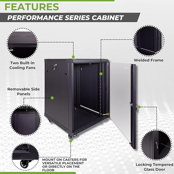 NavePoint 15U Server Cabinet Wall Mount Rack Enclosure - Image 2