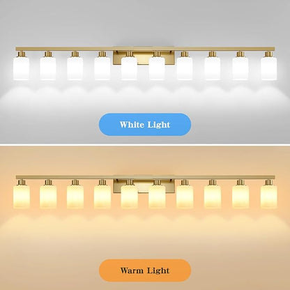 DIKAIDA Gold Bathroom Vanity Light, 10-Light Brushed Gold Bathroom Light - Image 8