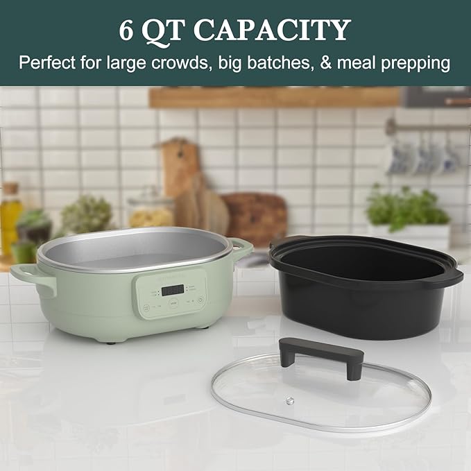 MAGNIFIQUE 6 Quart Programmable Slow Cooker Removable Healthy Nonstick Pot - Image 4
