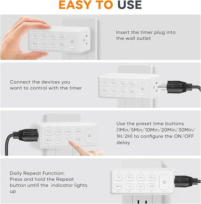 TOPELER Countdown Timer Dual Outlet, Programmable Electrical Timers Outlets - Image 5
