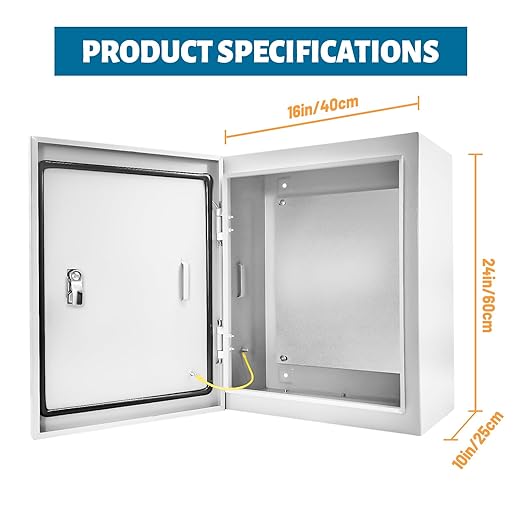 Outdoor Electrical Box 24 x 16 x 10''D NEMA 4X Enclosure Steel Box, Waterproof - Image 7