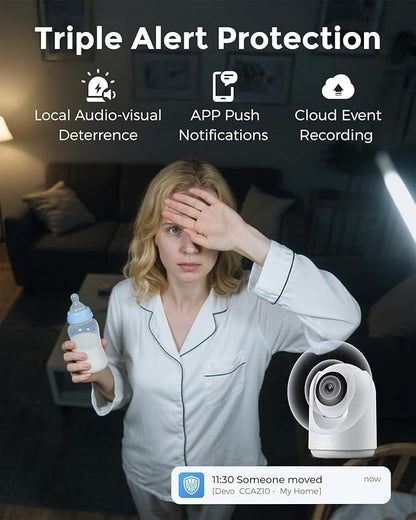 Devo Indoor Smart Cameras for Home Security 2K, 360 Pan-Tilt Human Pet Dog Baby - Image 6