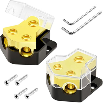 Bolipoeq 12V Power Distribution Block Car Audio 2 Way 0/2/4 Gauge in 4/6/8 by Unknown