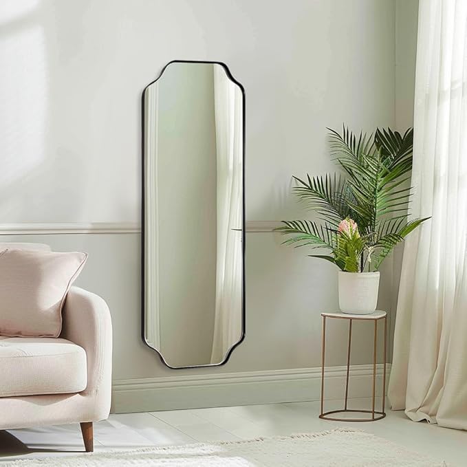 ANDY STAR 18" x 48" Full Length Mirror, Large Black Scalloped Bathroom Mirror - Image 9