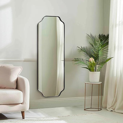 ANDY STAR 18" x 48" Full Length Mirror, Large Black Scalloped Bathroom Mirror - Image 9