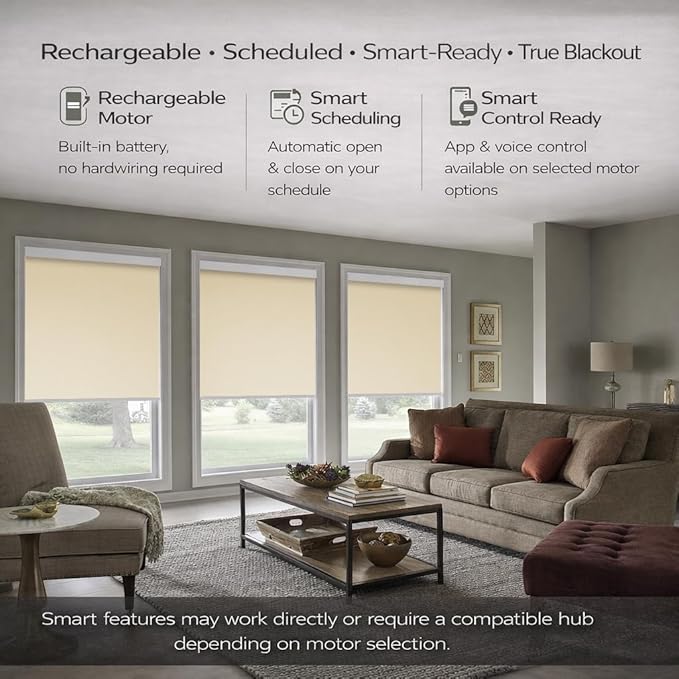 ZSHINE Motorized Blackout Window Blinds Customize Width Remote Control Wireless - Image 4