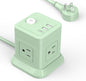 Cube Power Strip, FDTEK 4 Widely Spaced Outlet - 10FT Green by FDTEK