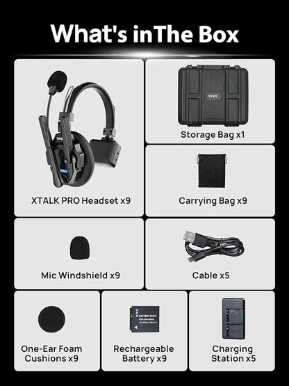 SYNCO XTALK XPRO Wireless Communication Headset System, 9 Person Full Duplex - Image 8