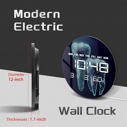Timethink 12'' Molar Tooth Digital Wall Clock Large Display, Dental Clinic - Image 2