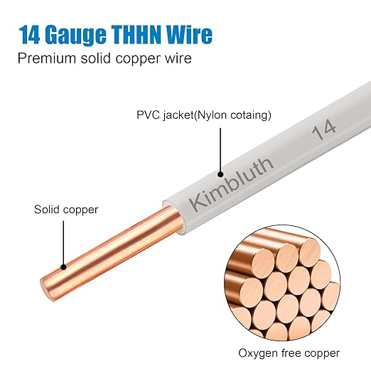 THHN Wire 14 Gauge 100 FT OFC Electrical Wire, 14 AWG Solid Copper Wire Rated - Image 2