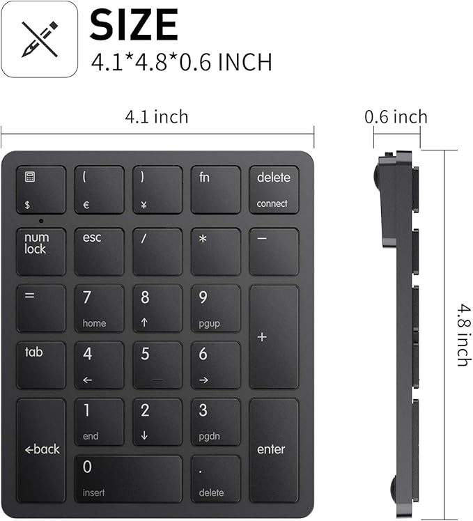 havit Bluetooth Number Pad Wireless Numeric Keypad Numpad 26 Keys Portable Mini - Image 5