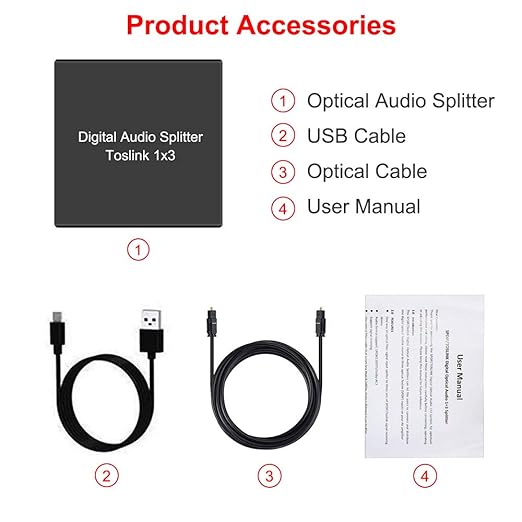 3 Port Toslink Splitter with Optical Cable Premium Quality Digital Optical - Image 8