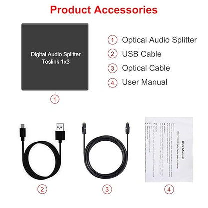 3 Port Toslink Splitter with Optical Cable Premium Quality Digital Optical - Image 8