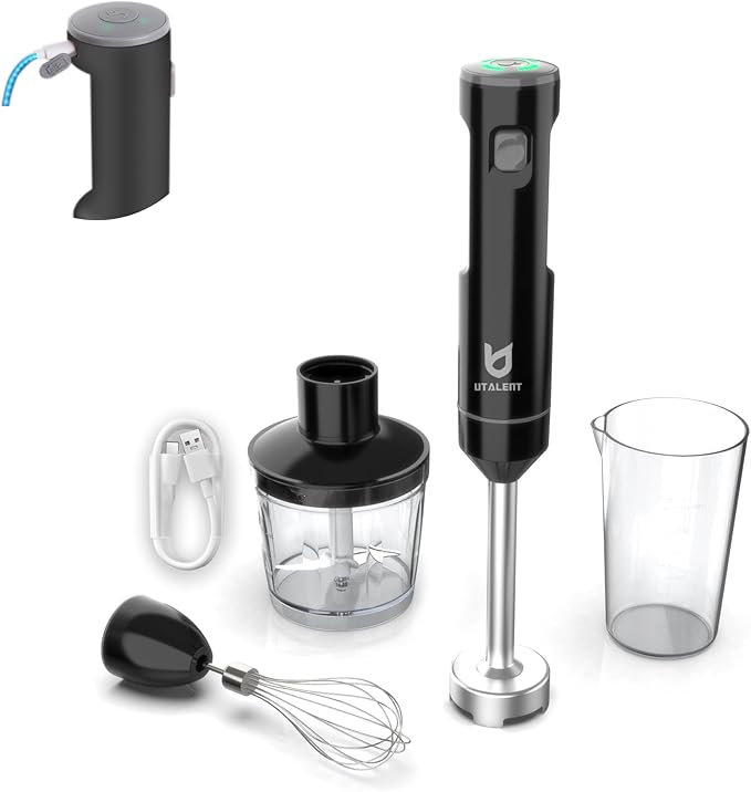 Cordless Hand Blender, UTALENT Variable Speed Immersion Blender Rechargeable by Utalent