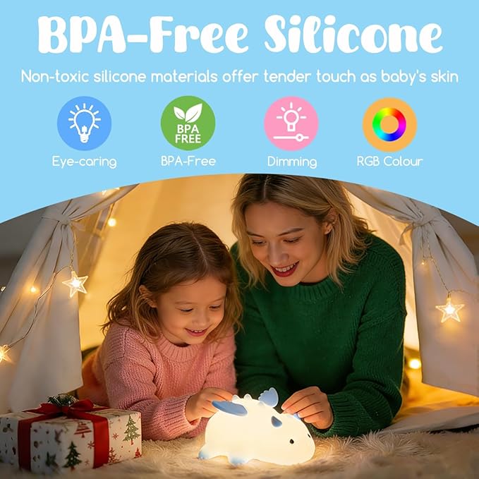 Dragon Night Light, Cute Baby Dragon Gifts, Soft Silicone Lamp - Image 6