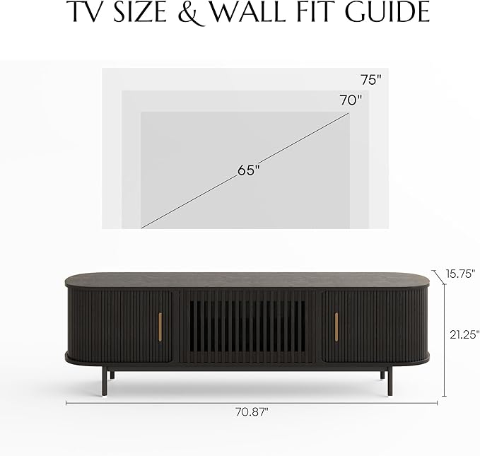 POVISON Fully-Assembled Mid Century Modern TV Stand - Image 5