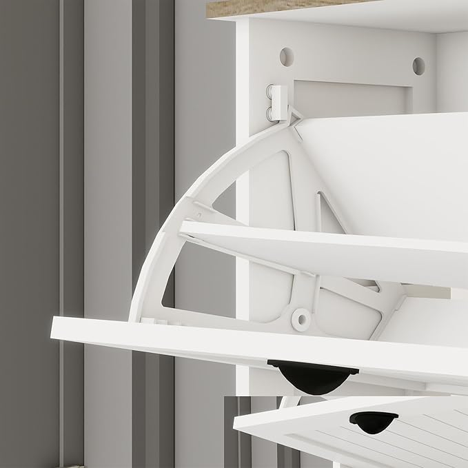 Shoe Storage Cabinet with 3 Flip Drawers&1 Drawer, Freestanding Shoe Cabinet - Image 6