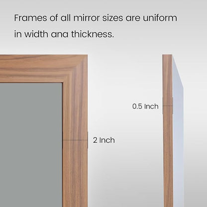 Amorho Bathroom Mirror, 40x36 Inch Wall Mirror, Walnut Wood Grain Metal Framed - Image 6
